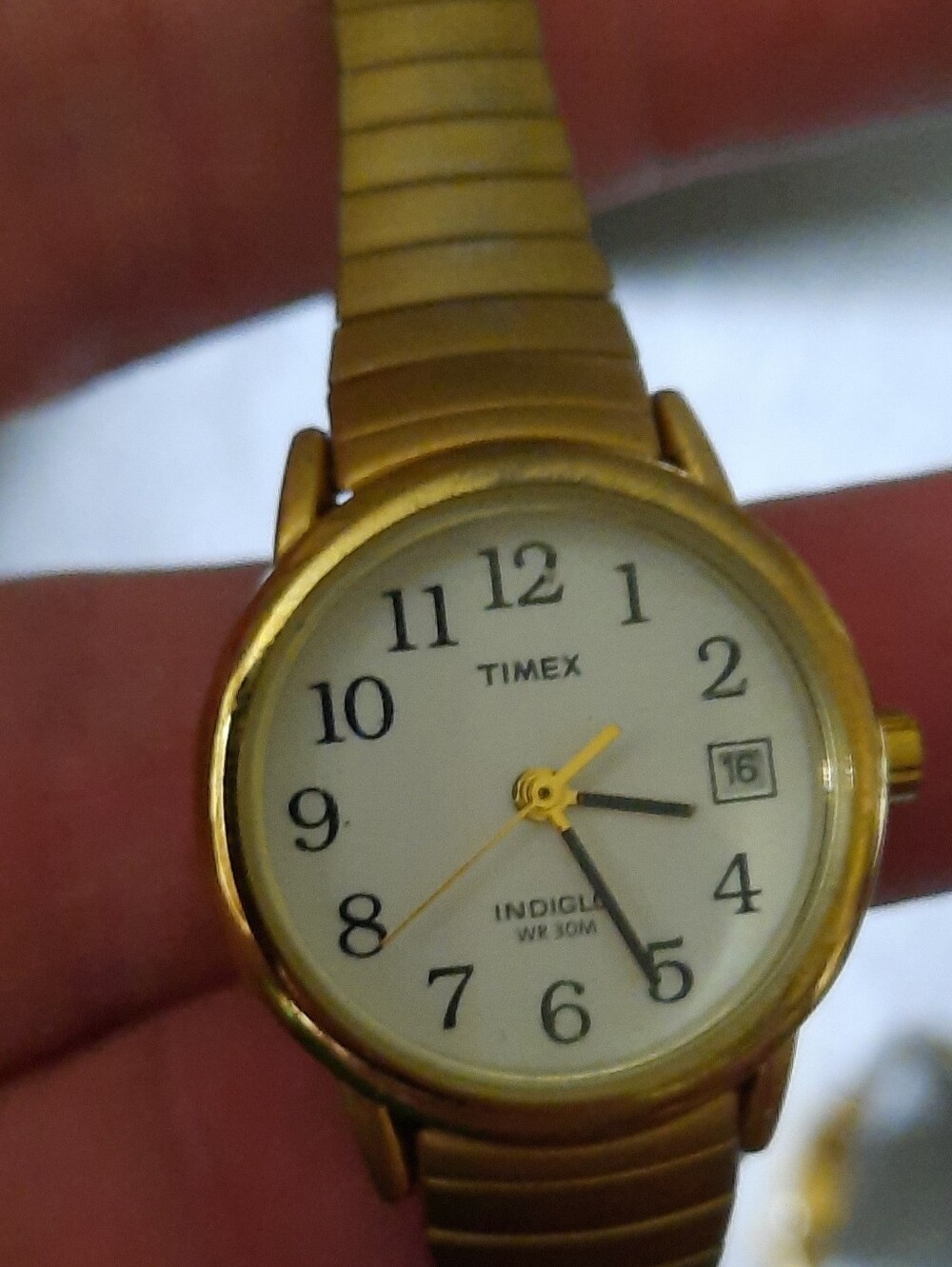 Timex Gold Tone Women's Indiglo Analog Watch with White Dial